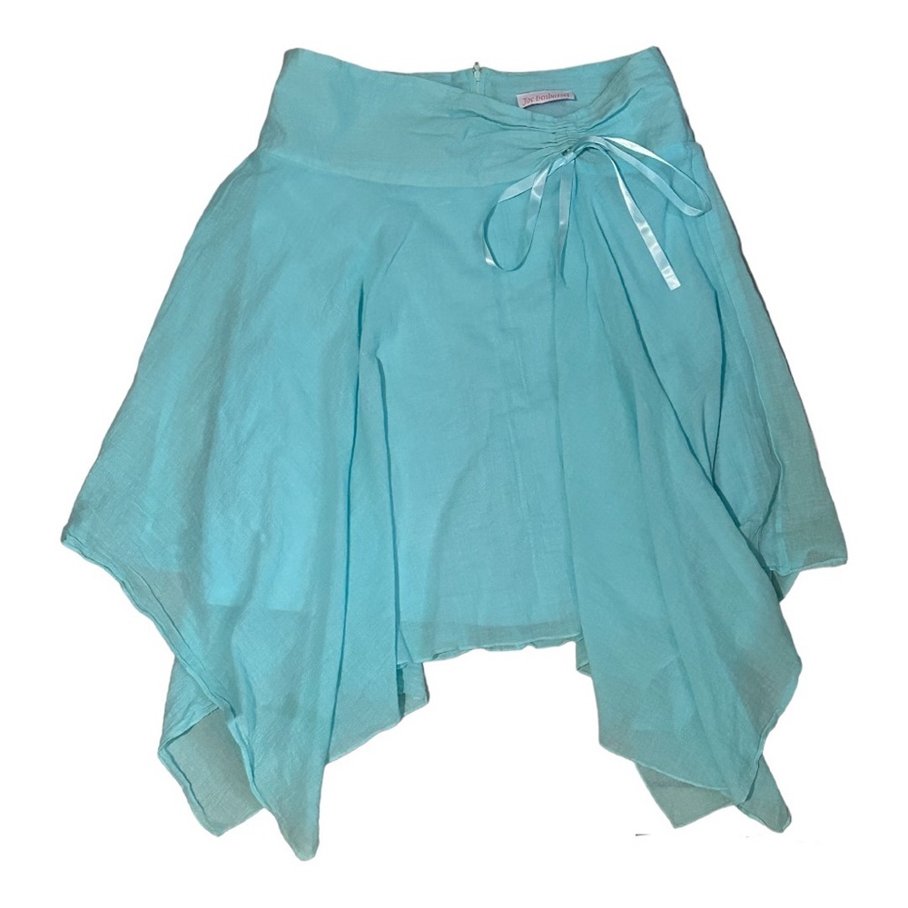 Vintage 90s Y2k Blue Joe Benbasset Asymmetrical Skirt with Bow